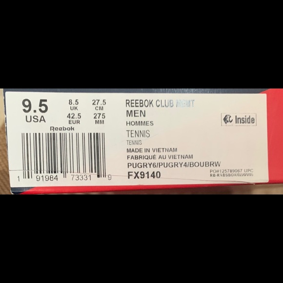 Reebok Club Memt BRAND NWT 9.5 - Picture 3 of 3